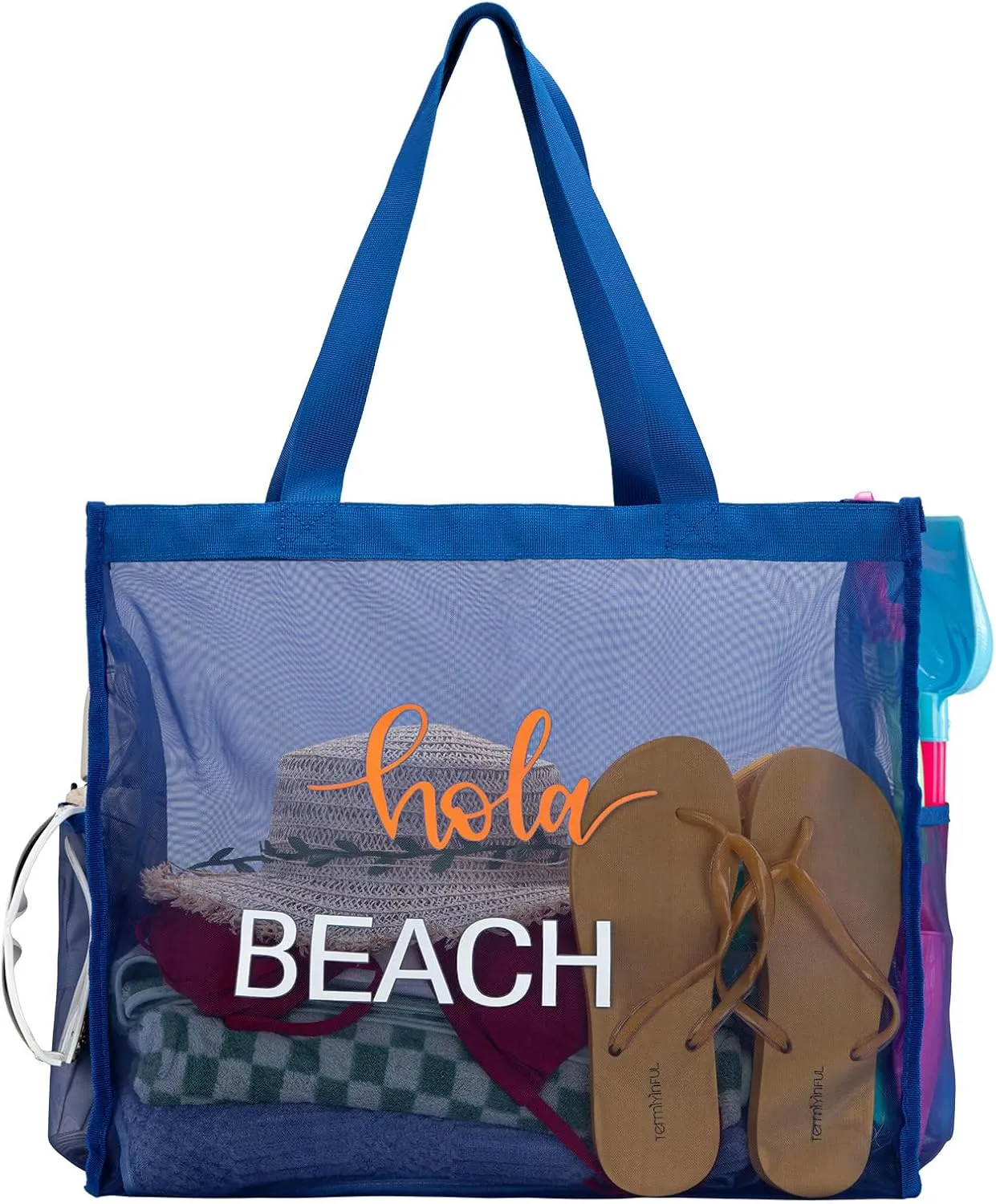 Montana West Large Mesh Beach Tote Bag Net Mesh Pool Bag with Two Pockets
