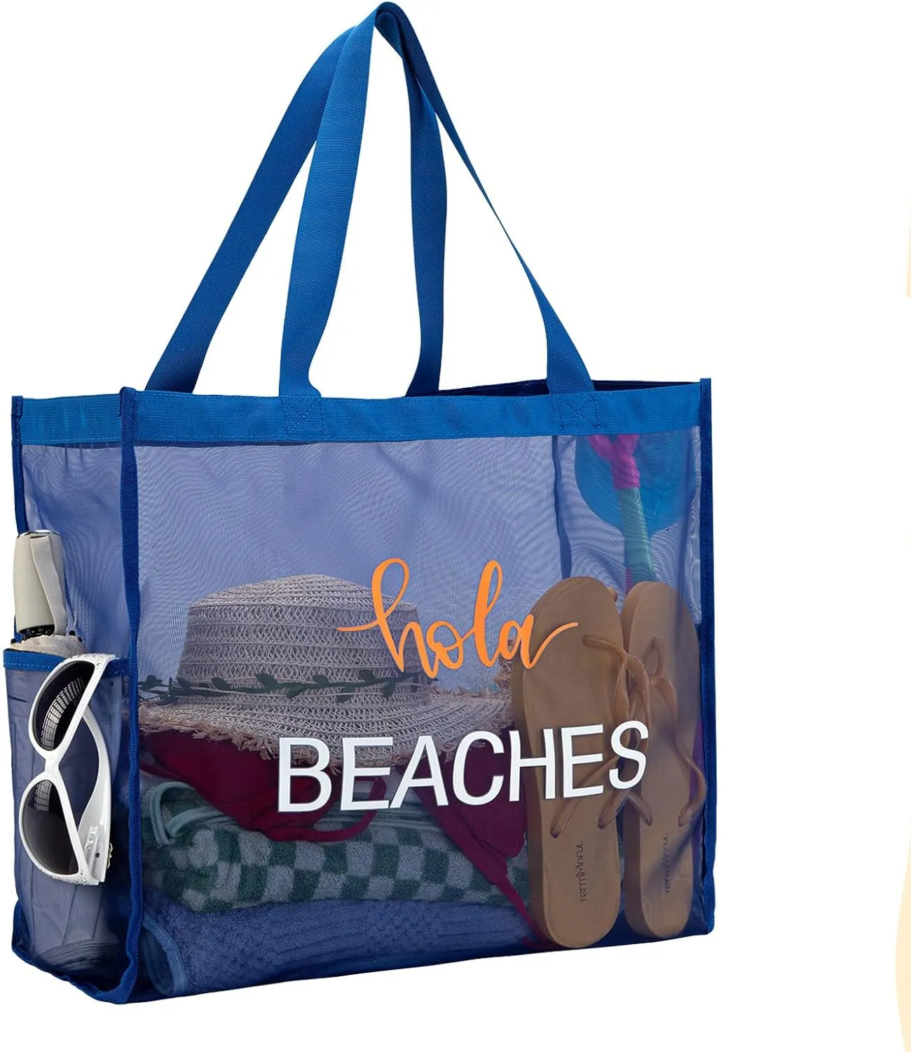 Montana West Large Mesh Beach Tote Bag Net Mesh Pool Bag with Two Pockets