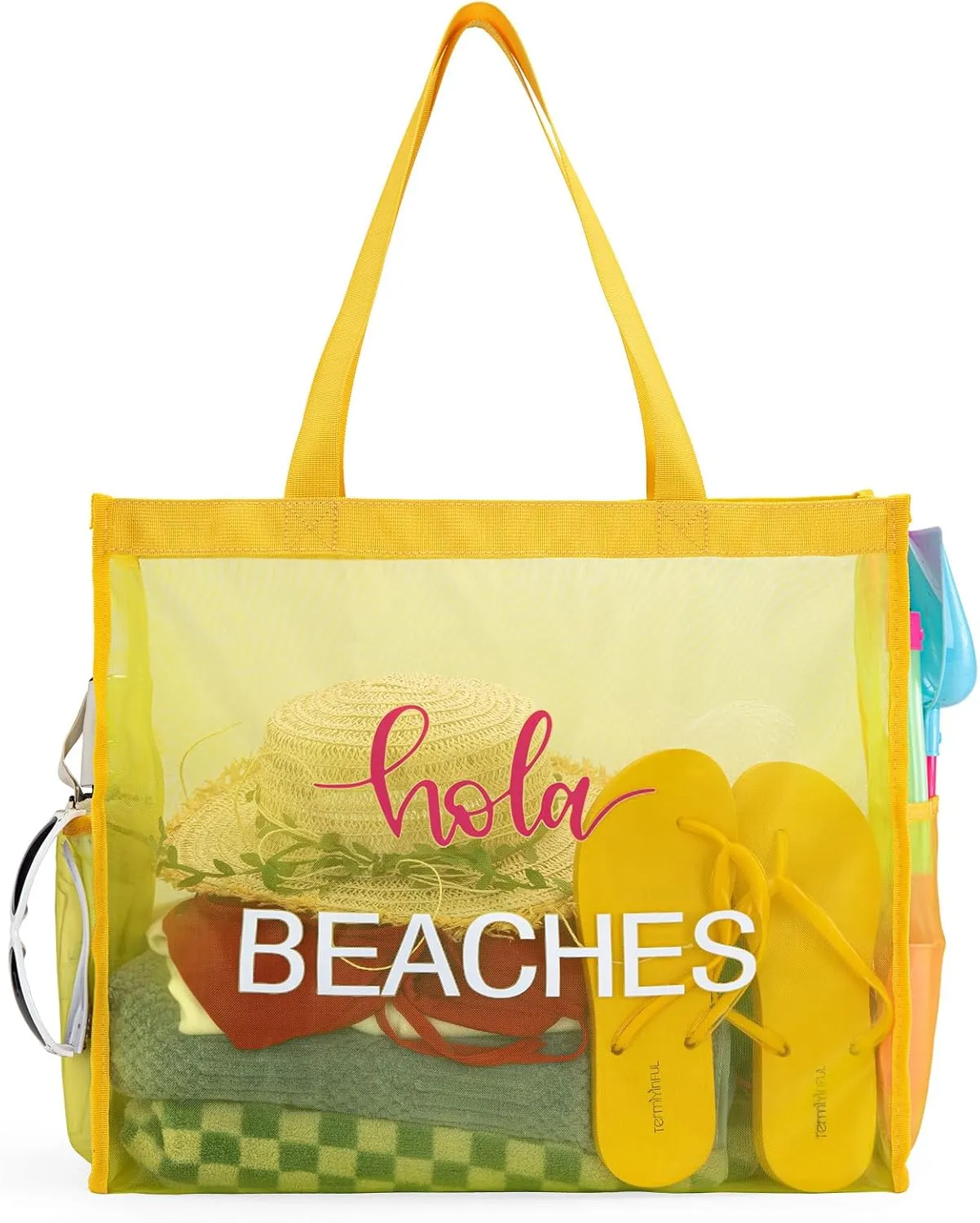 Montana West Large Mesh Beach Tote Bag Net Mesh Pool Bag with Two Pockets
