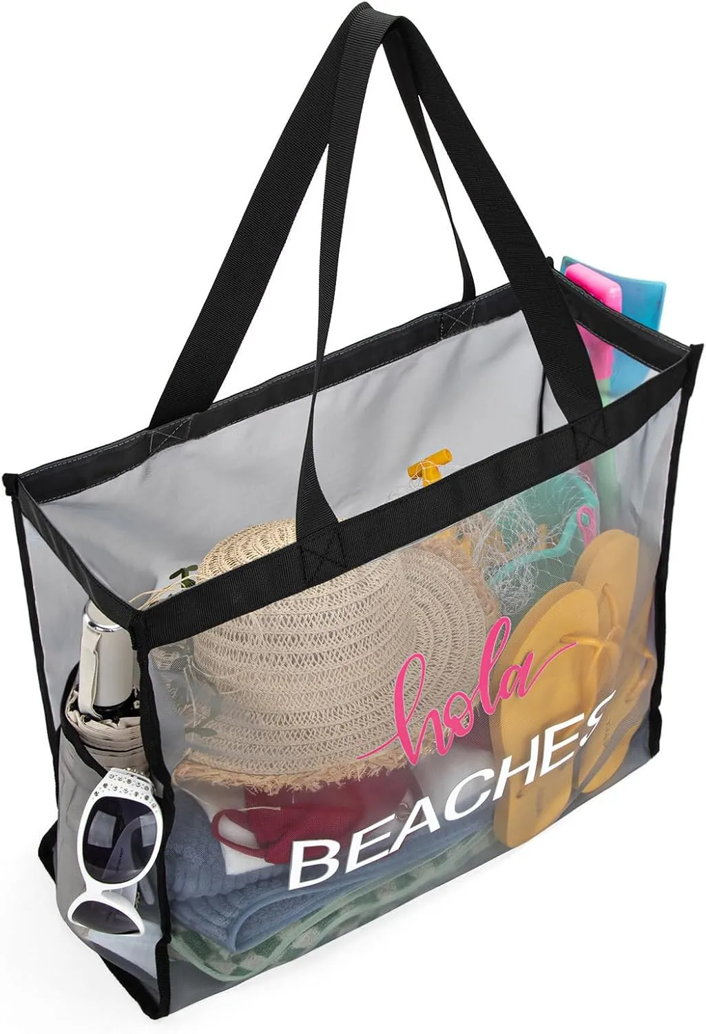 Montana West Large Mesh Beach Tote Bag Net Mesh Pool Bag with Two Pockets
