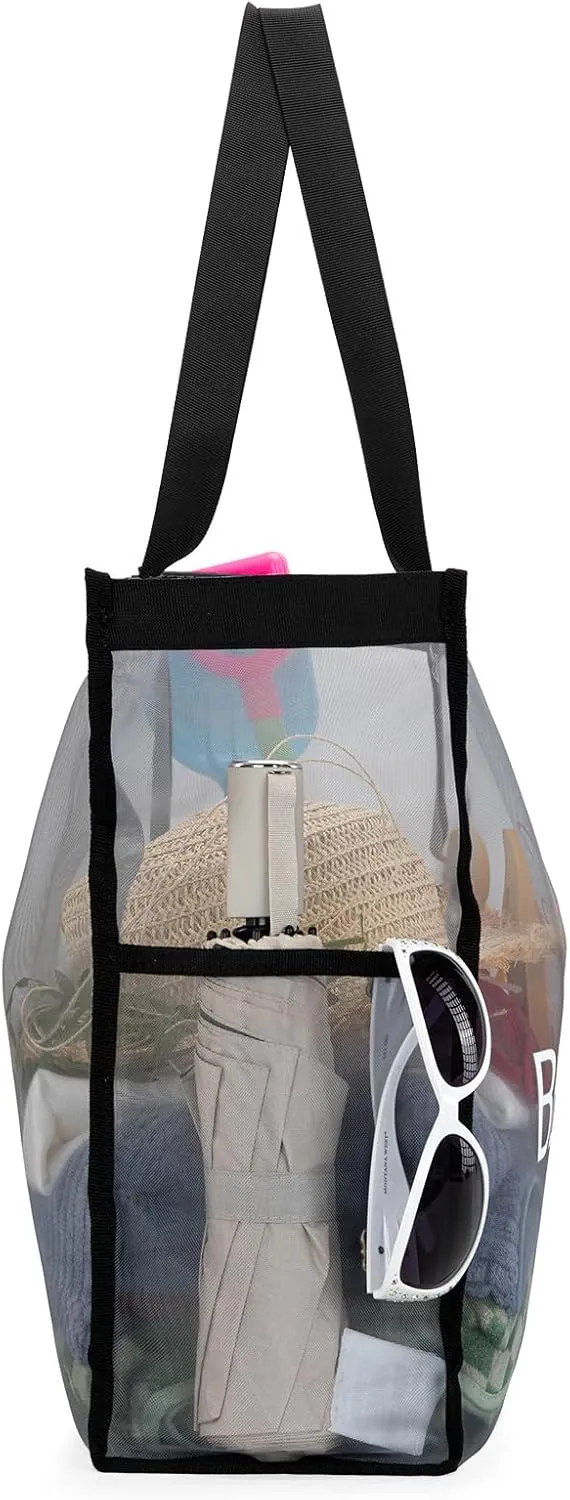 Montana West Large Mesh Beach Tote Bag Net Mesh Pool Bag with Two Pockets