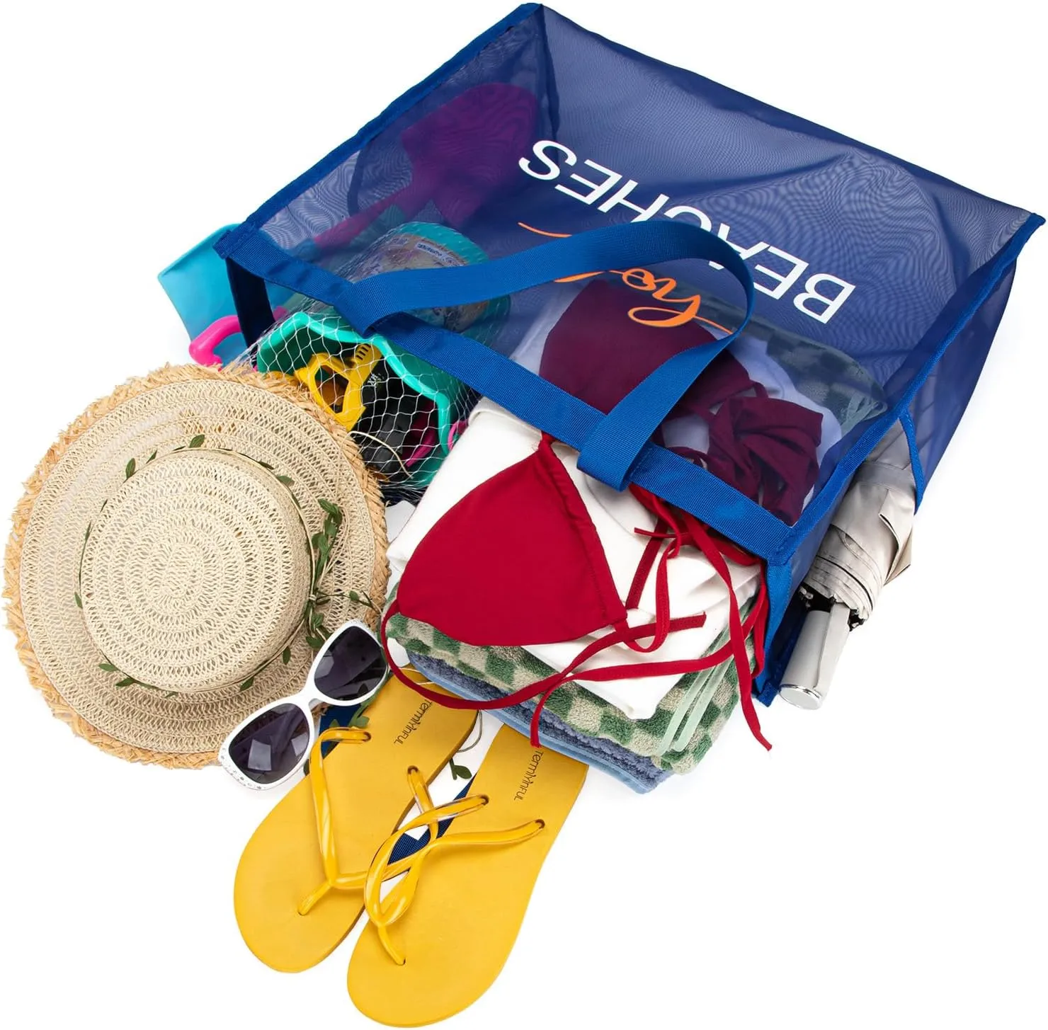 Montana West Large Mesh Beach Tote Bag Net Mesh Pool Bag with Two Pockets