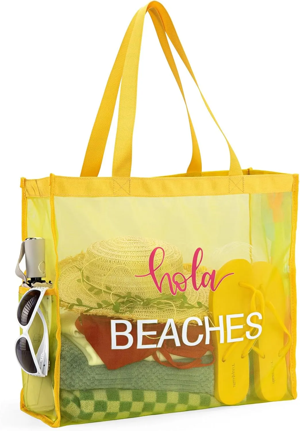 Montana West Large Mesh Beach Tote Bag Net Mesh Pool Bag with Two Pockets