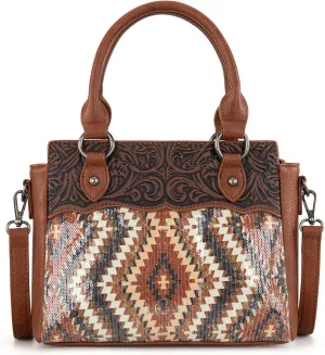 Montana West Sequined Aztec Mini Tote Bag Floral Tooled Handbag