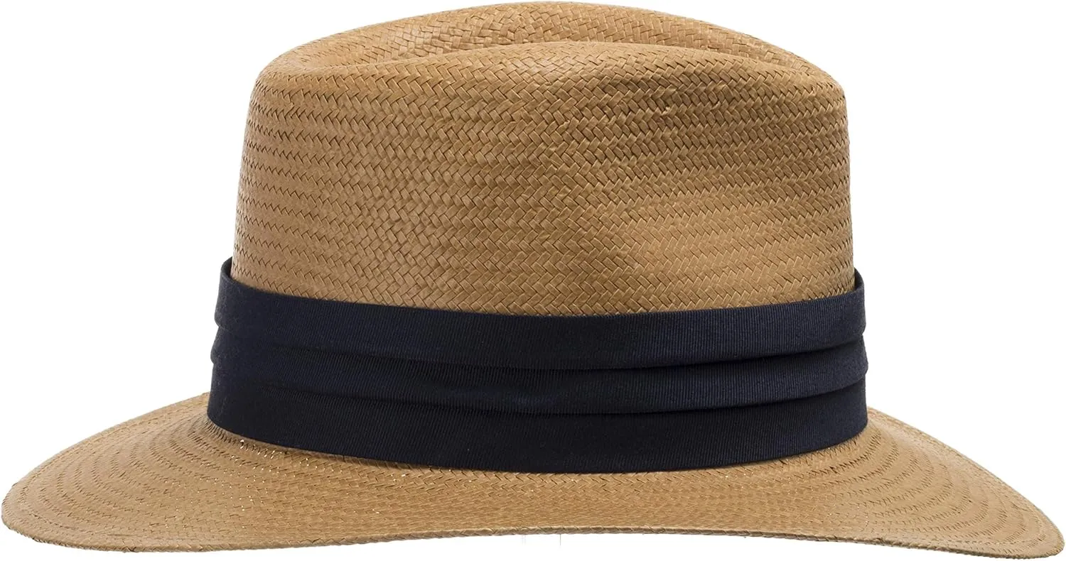 Monte Cristo Classic Fedora Straw Panama Hat Sun Wide Brim Lightweight Beach UPF50  Men or Women