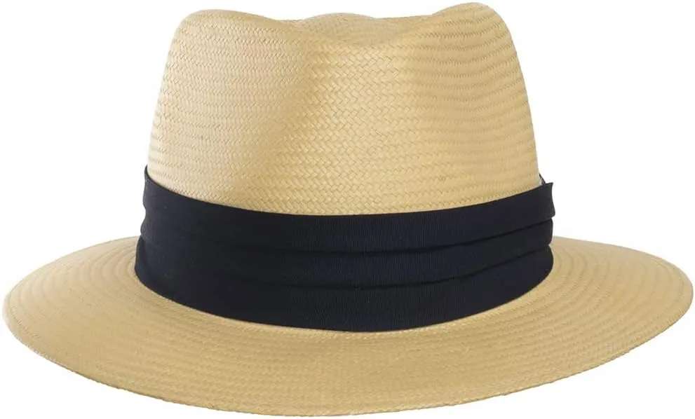 Monte Cristo Classic Fedora Straw Panama Hat Sun Wide Brim Lightweight Beach UPF50  Men or Women