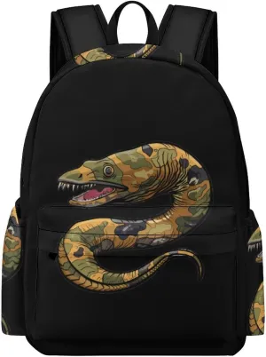 Moray Eel Camouflage Mini Backpack Cute Shoulder Bag Small Laptop Bag Travel Daypack for Men Women