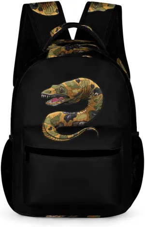 Moray Eel Camouflage Travel Backpack Cute Laptop Bag Aesthetic Campus Backpack Casual Daypack