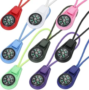 Multi-Color Mini Survival Compass Outdoor Camping Hiking Pocket Compass Liquid Filled Mini Compass on Cord for Emergency Survival Kits Watchband Paracord Bracelet Necklace Key Chain