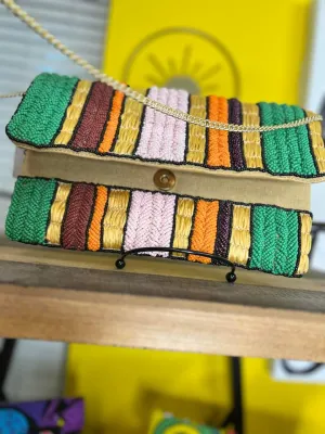 Multicolored Embroidered Clutch