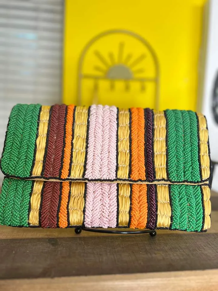Multicolored Embroidered Clutch