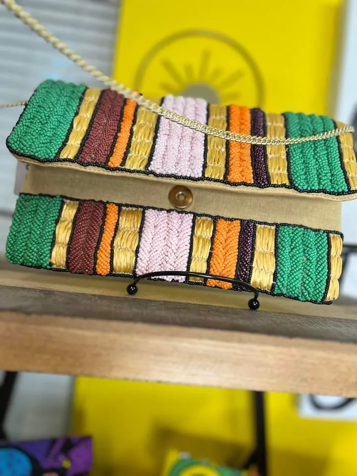 Multicolored Embroidered Clutch