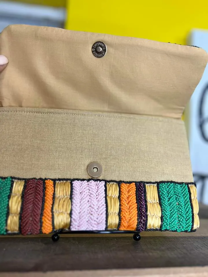 Multicolored Embroidered Clutch