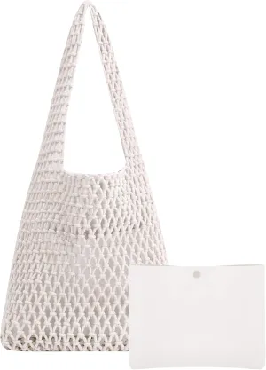 Naimo Women Straw Beach Shoulder Bag Woven Tote Handbag Large Handmade Weaving Summer Casual Hobo Bag