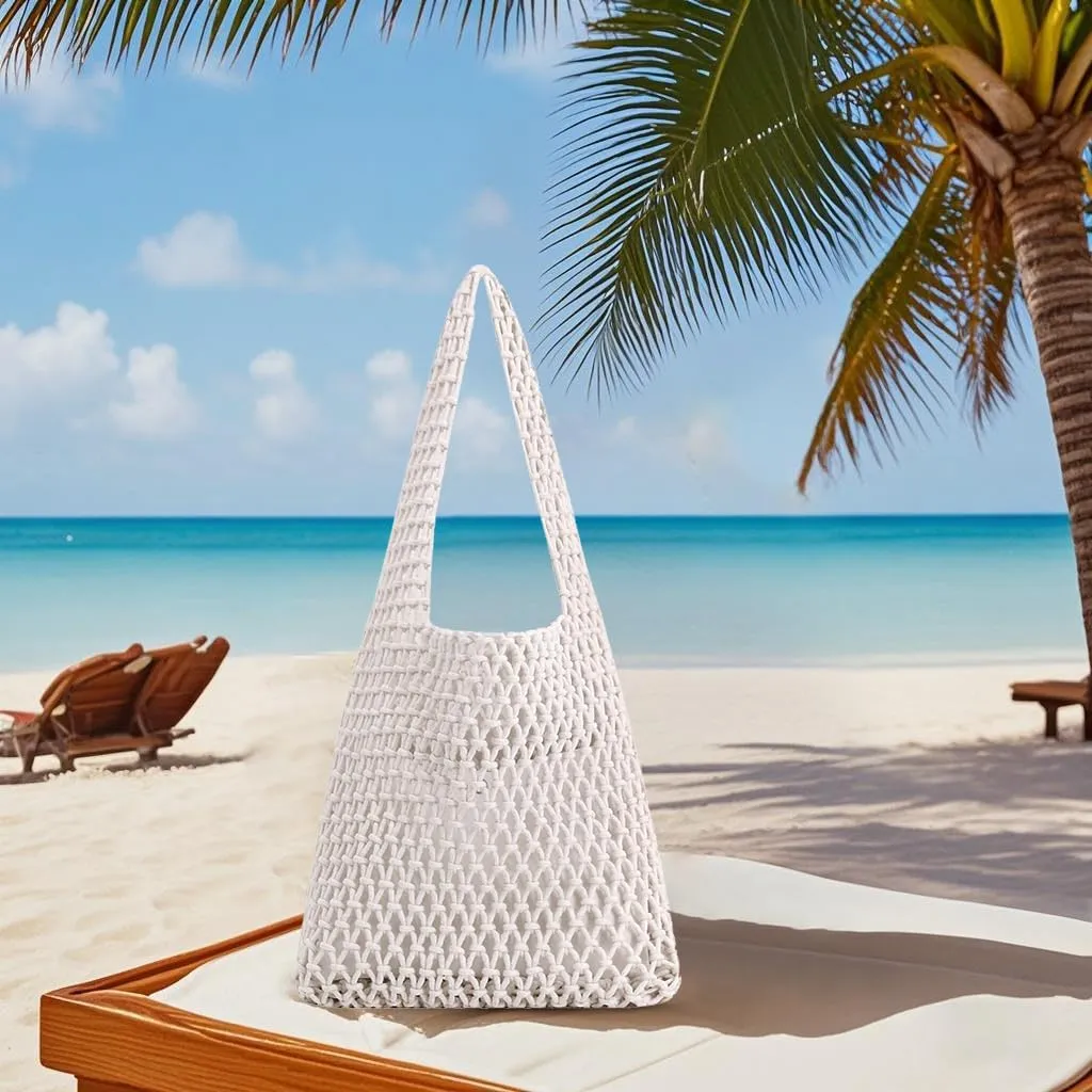 Naimo Women Straw Beach Shoulder Bag Woven Tote Handbag Large Handmade Weaving Summer Casual Hobo Bag