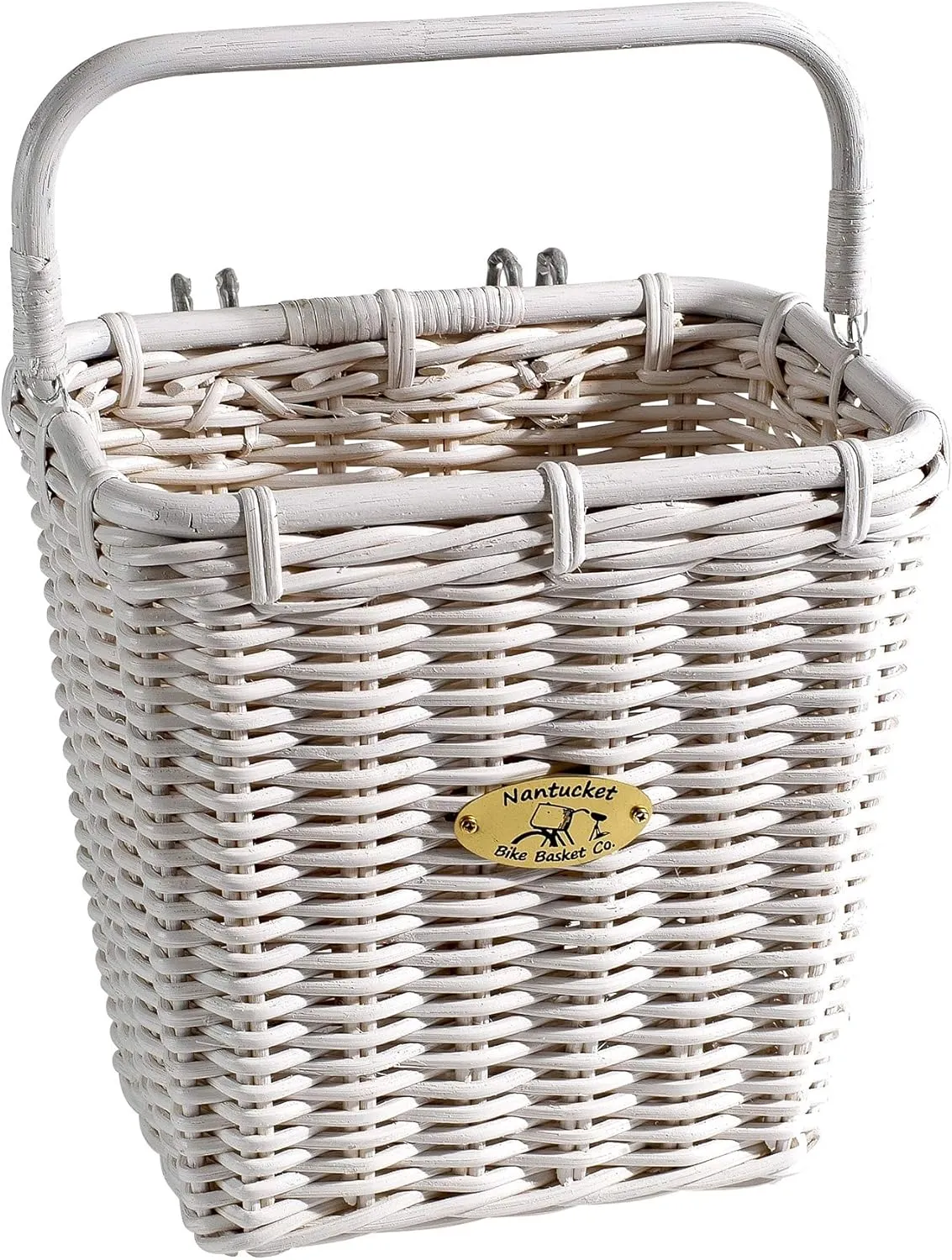 Nantucket Bicycle Basket Co. Cruiser Pannier Basket with Hooks, White