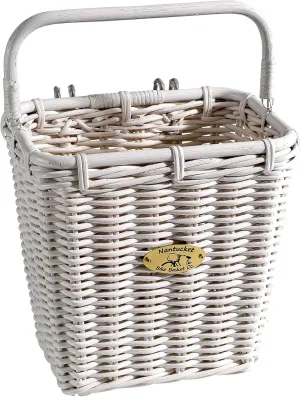 Nantucket Bicycle Basket Co. Cruiser Pannier Basket with Hooks, White