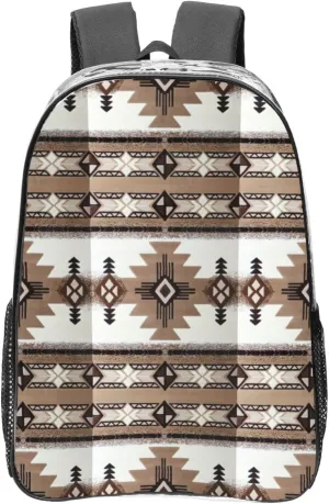 Native American Print Large Clear PVC Backpack Men Women Suitable Bag Stadium Event Outdoor Sport Travel