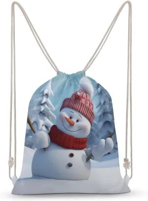 Naughty Snowman Drawstring Backpack for Women Men Drawstring Bag for Travel Swimming Sports Gym Bag