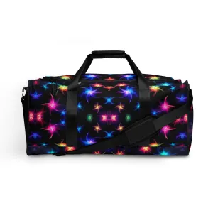 Neon Quantum Pinwheel Star Duffle Bag
