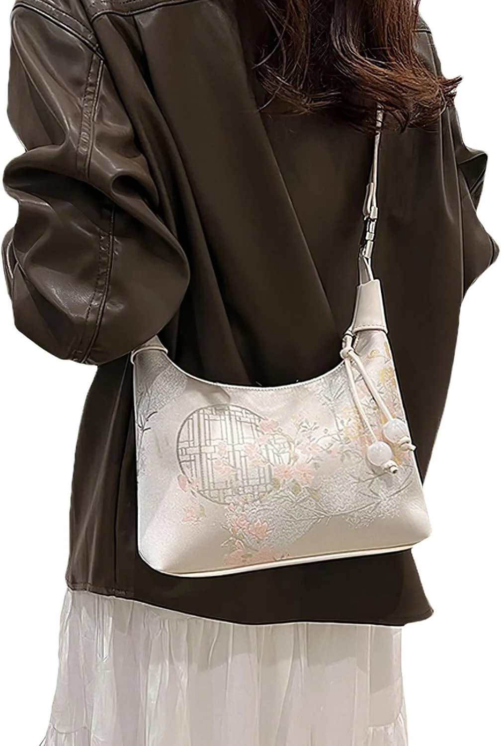 New Chinese Style Embroidered Dumpling Crossbody Bag Vintage Floral Embroidery Multi-Purpose Clutch for Women