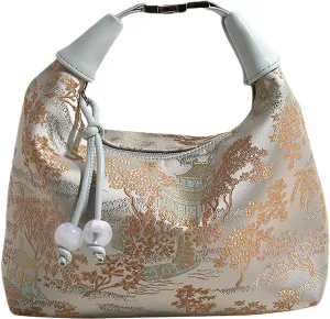 New Chinese Style Embroidered Dumpling Crossbody Bag Vintage Floral Embroidery Multi-Purpose Clutch for Women