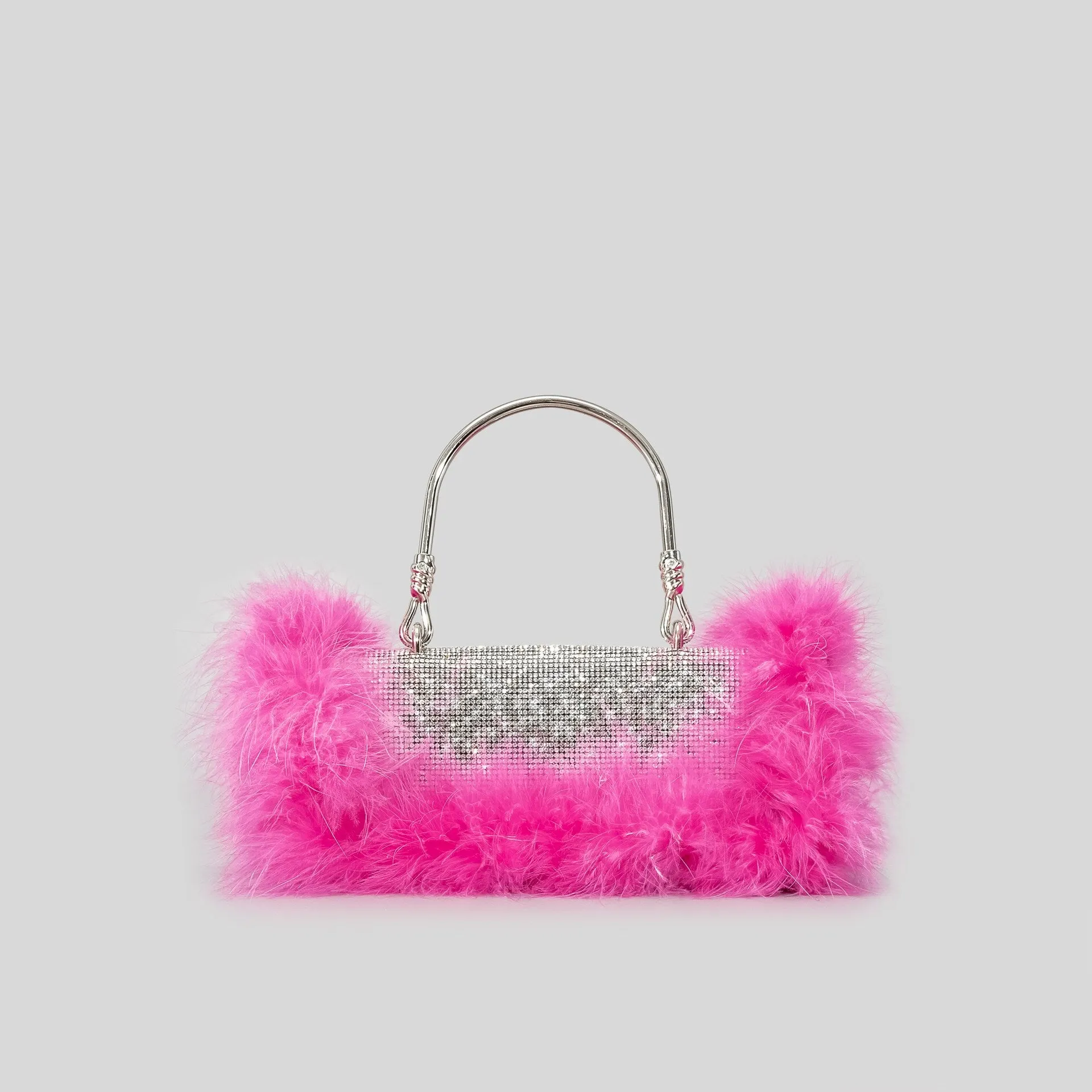 New Mink Fur Diamond Dinner Clutch Bag Full Stones Fur Shoulder Bags Autumn and Winter New Purses Crossbody Bag