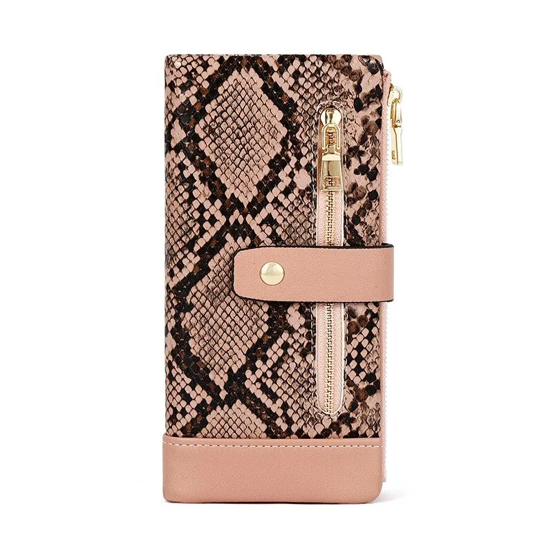 NEW Serpentine Leather Wallet  Zipper Cell Phone Pocket Coin Card Holder Ladies Purses Women Wallets Clutch Long Female Carteira