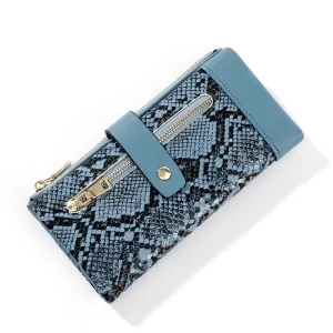 NEW Serpentine Leather Wallet  Zipper Cell Phone Pocket Coin Card Holder Ladies Purses Women Wallets Clutch Long Female Carteira