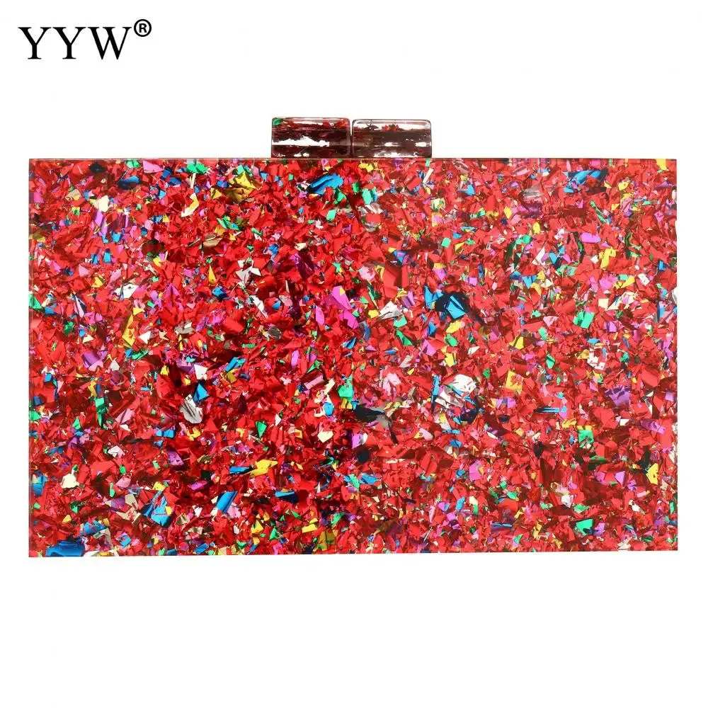 New Wallet Stylish Multi-Color Sequin Evening Bag Luxury Women Bridal Party Prom Blingbling Wedding Clutch Purse Acrylic Handbag