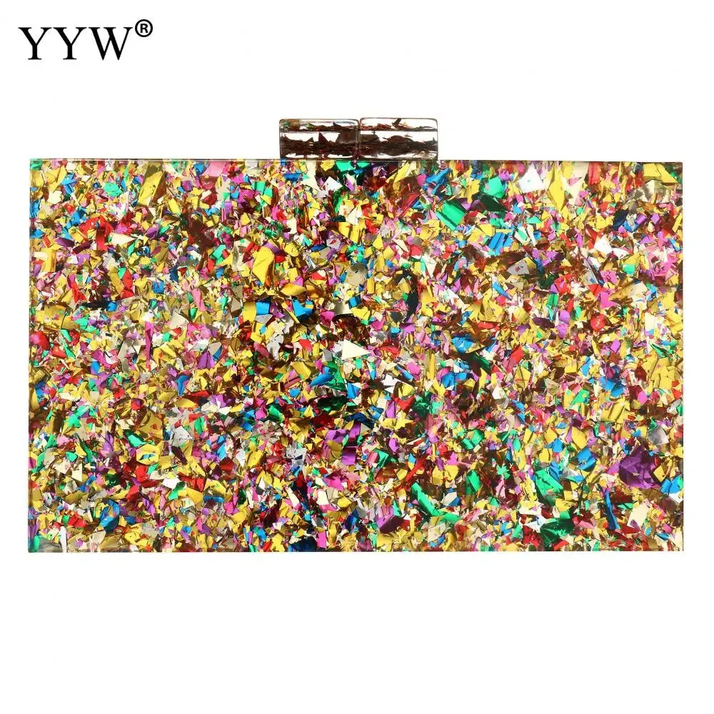 New Wallet Stylish Multi-Color Sequin Evening Bag Luxury Women Bridal Party Prom Blingbling Wedding Clutch Purse Acrylic Handbag