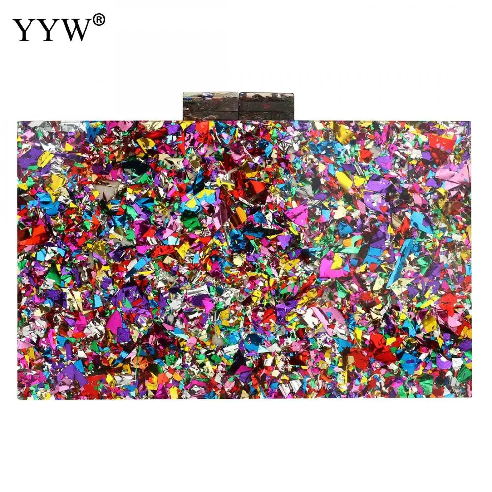 New Wallet Stylish Multi-Color Sequin Evening Bag Luxury Women Bridal Party Prom Blingbling Wedding Clutch Purse Acrylic Handbag