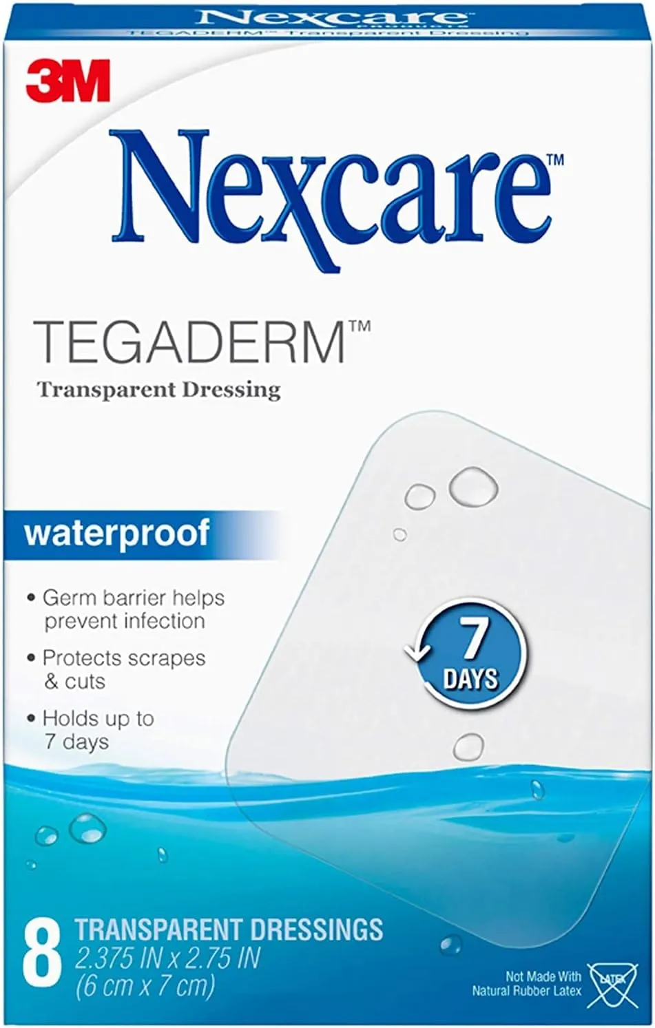Nexcare Tegaderm Waterproof Transparent Dressing 2-3/8 Inches X 2-3/4 - 8ct, Pack of 4