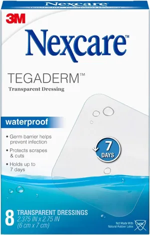 Nexcare Tegaderm Waterproof Transparent Dressing 2-3/8 Inches X 2-3/4 - 8ct, Pack of 4