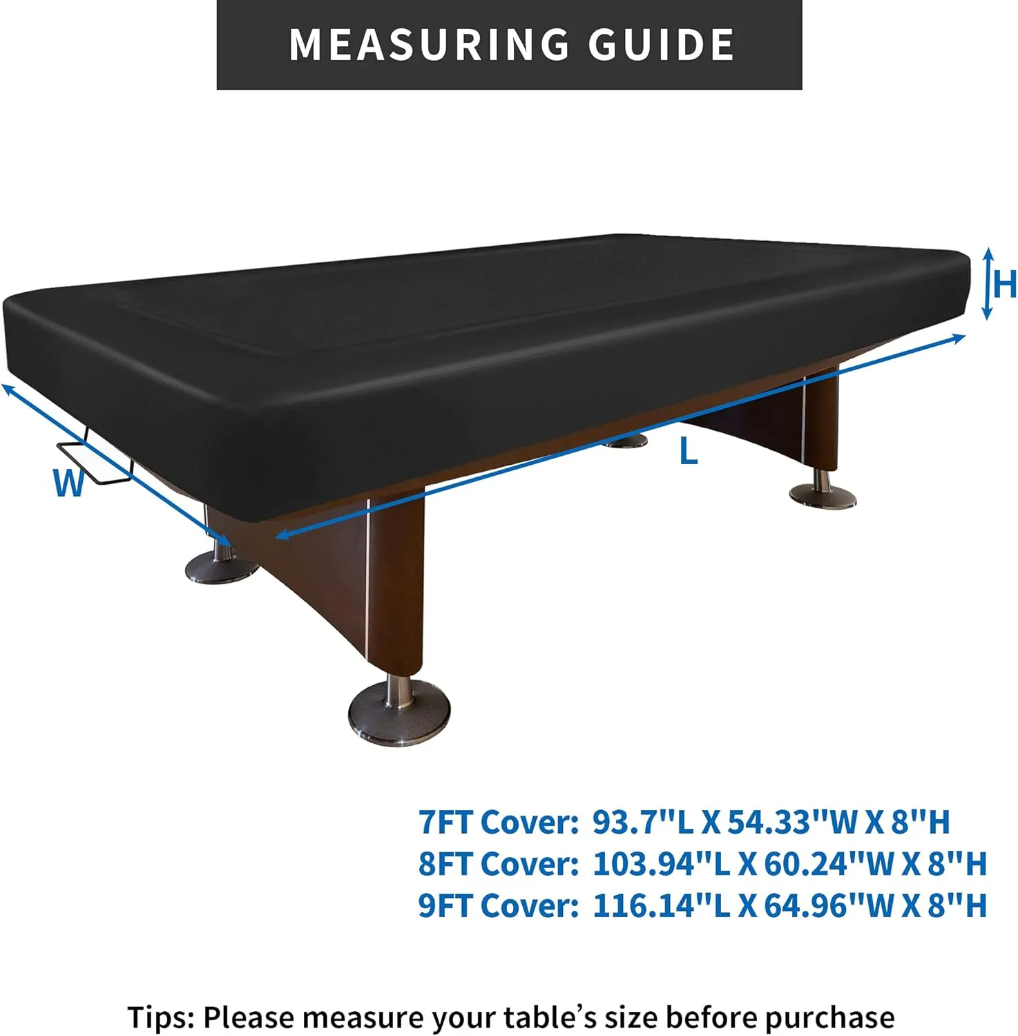 NEXCOVER Leatherette Billiard Pool Table Cover | 9 Foot Billiard Covers | Heavy Duty & Tearproof Pool Table Covers for Pool Table | Waterproof Table Protector | Black Color.