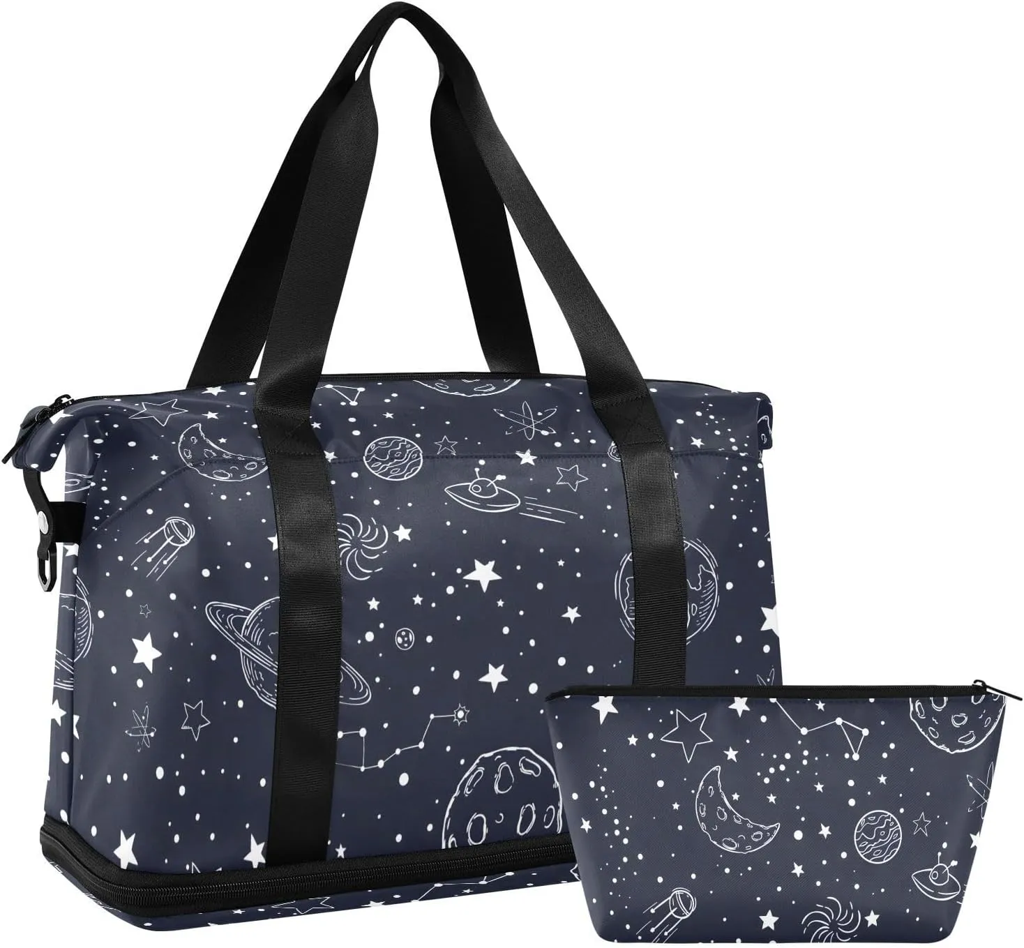 Night Sky Stars Sketch Moon Sports Duffel Bags Expandable Weekend Travel Bag for Women with Trolley Sleeve