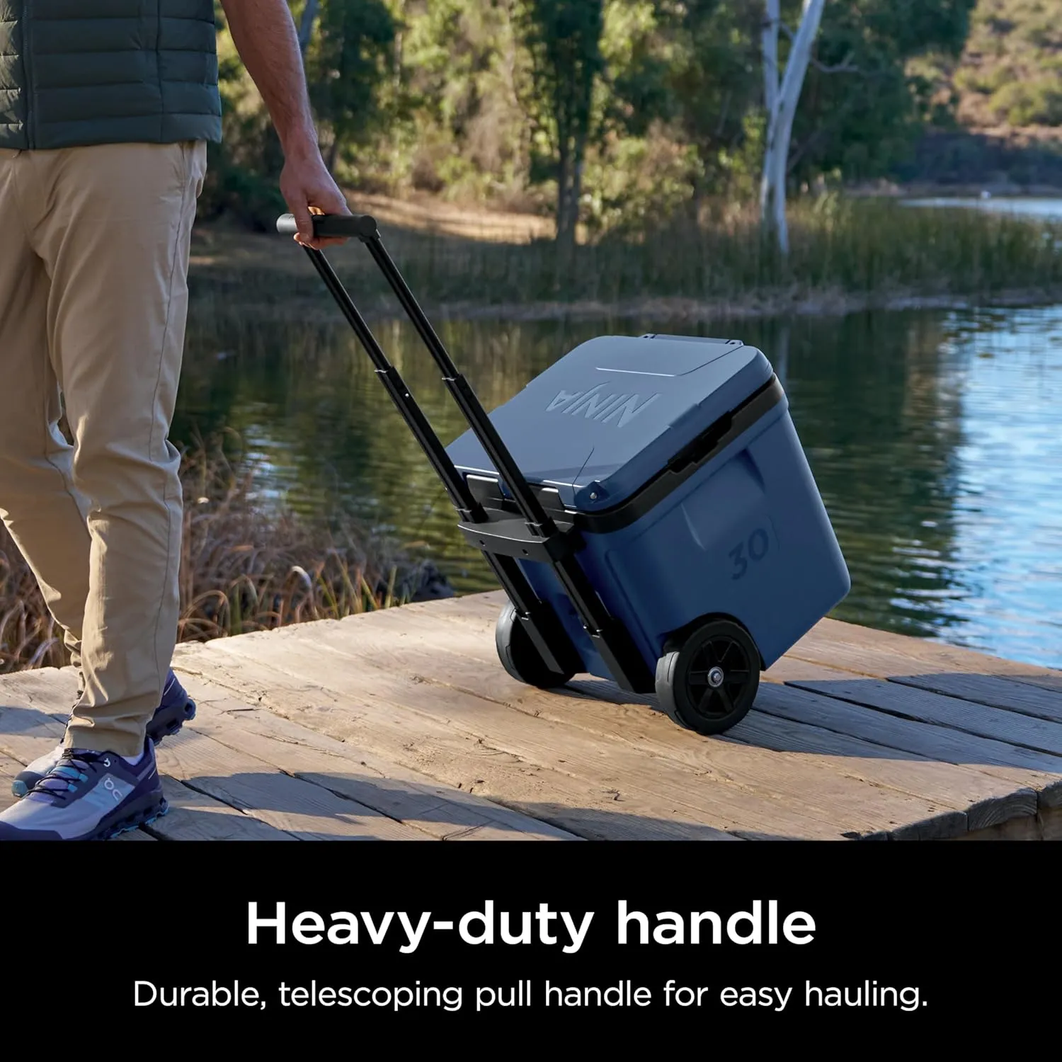 Ninja | Cooler | FrostVault 30QT Cooler with Wheels | Insulated with Temp Dry Storage Drawer | Keeps Ice Cold for Days | for The Beach, Camping, Picnics & More | Lakeshore Blue | FB230BL