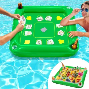 NNG Large Floating Pool Games Table with Waterproof Playing Cards for Adults,40x40in Inflatable Pool Bar Card Table,Inflatable Hot Tub Float Tray Food Drink Holder Cooler Containers for Pool Beach
