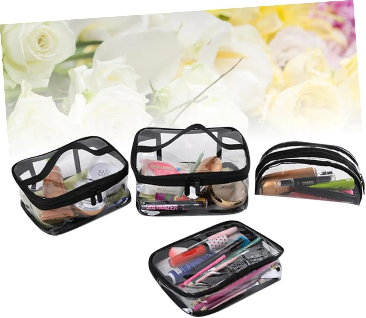 NOLITOY 4pcs Lightweight Pvc Travel Toiletry Bag Hooks Waterproof Easy to Clean Favorable for Cosmetics Organizer Go