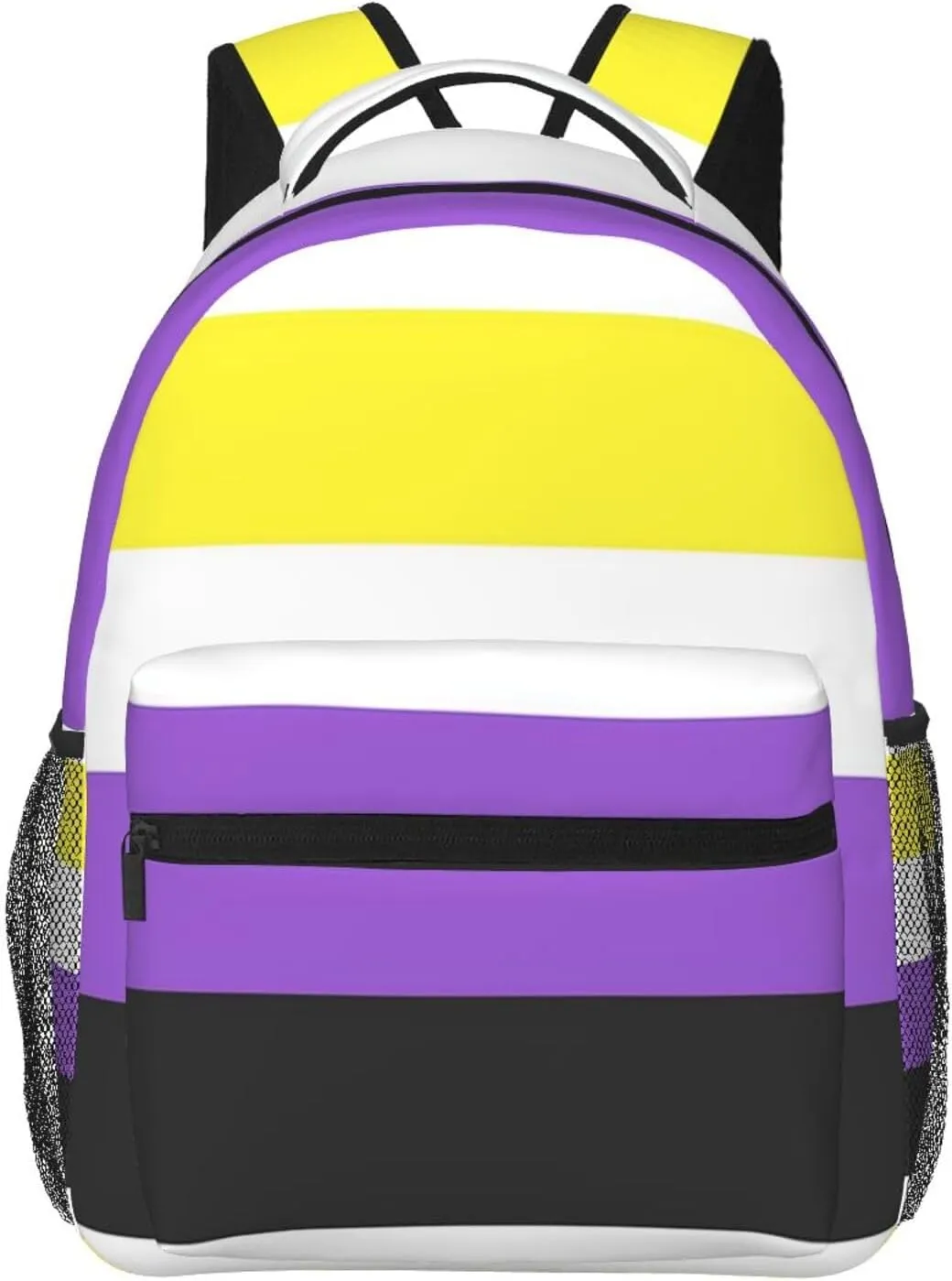 Non-binary Pride Flag Backpack Double Shoulder Bag 15 Inch Laptop Bagpack for Hiking Work Camping Travel