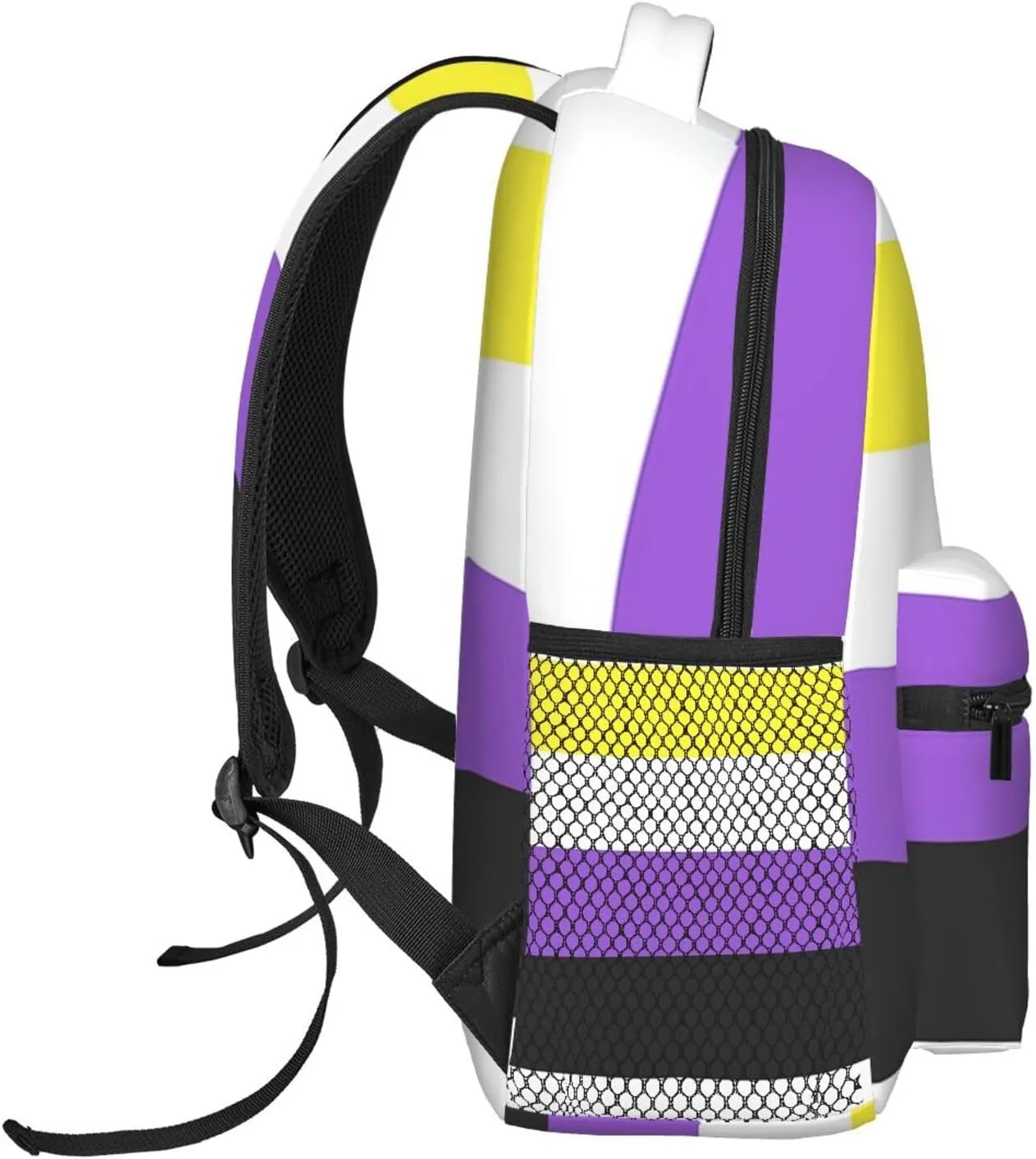 Non-binary Pride Flag Backpack Double Shoulder Bag 15 Inch Laptop Bagpack for Hiking Work Camping Travel