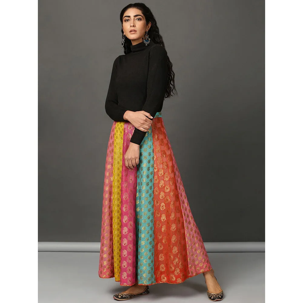 Nuhh Multi-Color Georgette Panel Skirt