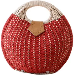 OEIPSMK® Lady's Stylish Shell Shape Straw Tote Handbag Rattan Beach Bag (Beige)