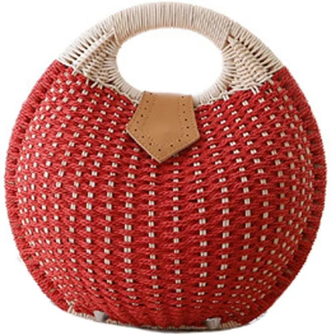OEIPSMK® Lady's Stylish Shell Shape Straw Tote Handbag Rattan Beach Bag (Beige)