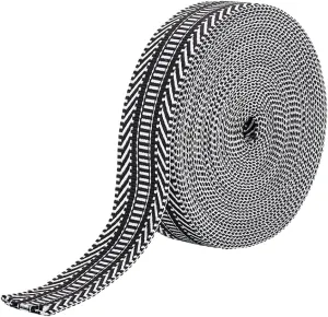 OLYCRAFT 10Yards Black Jacquard Polyester Webbing 1-1/2 Inch Webbing Polyester Canvas Stripe Pattern Nylon Webbing Flat Webbing Strap for Backpacks Handbag Garment Belt Accessories