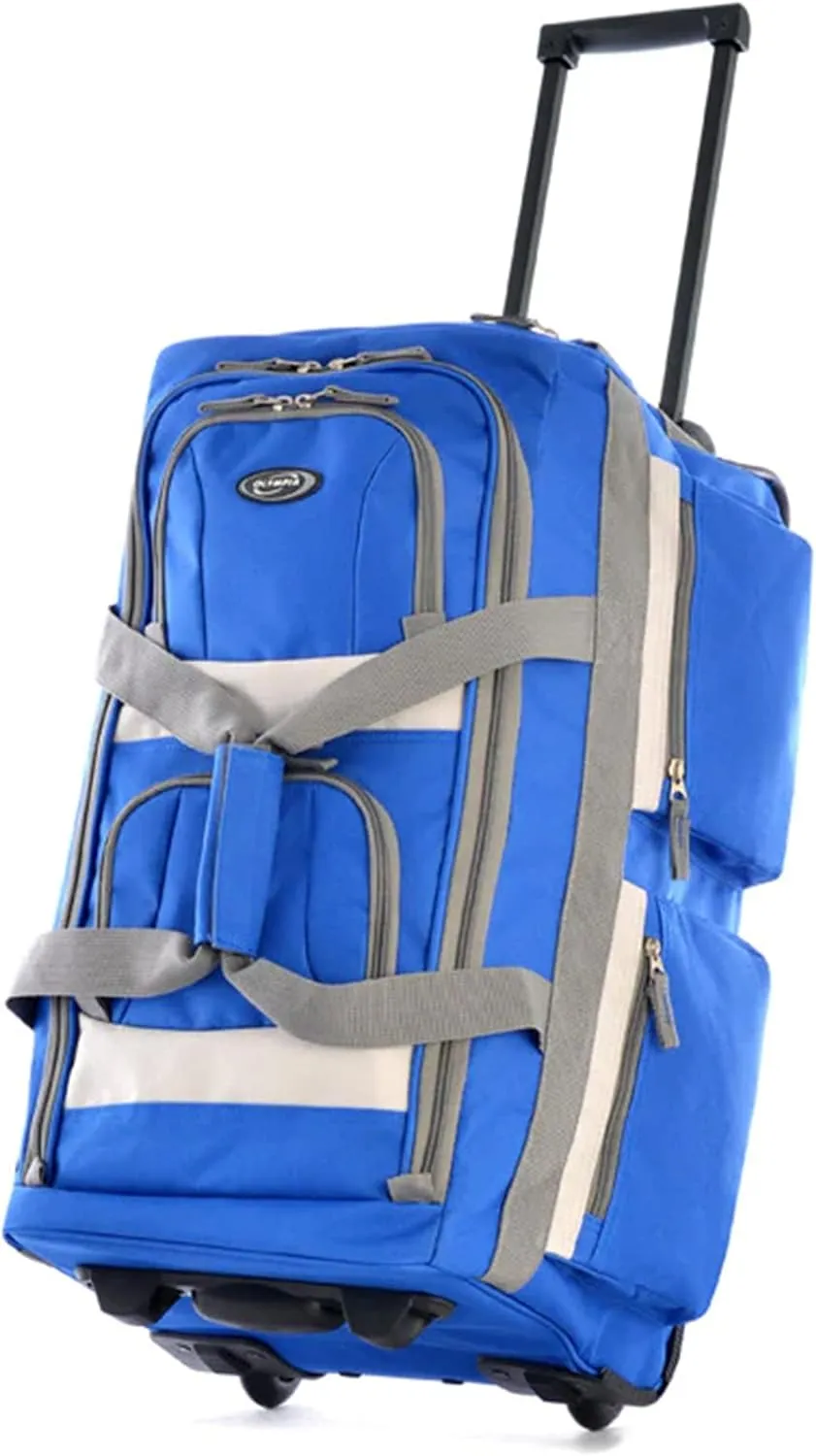 Olympia U.S.A. 33 inch Jumbo Size 8 Pockets Wheeled Rolling Duffel Bag Water Resistant Luggage Lightweight Travel Suitcase with Retractable Handle