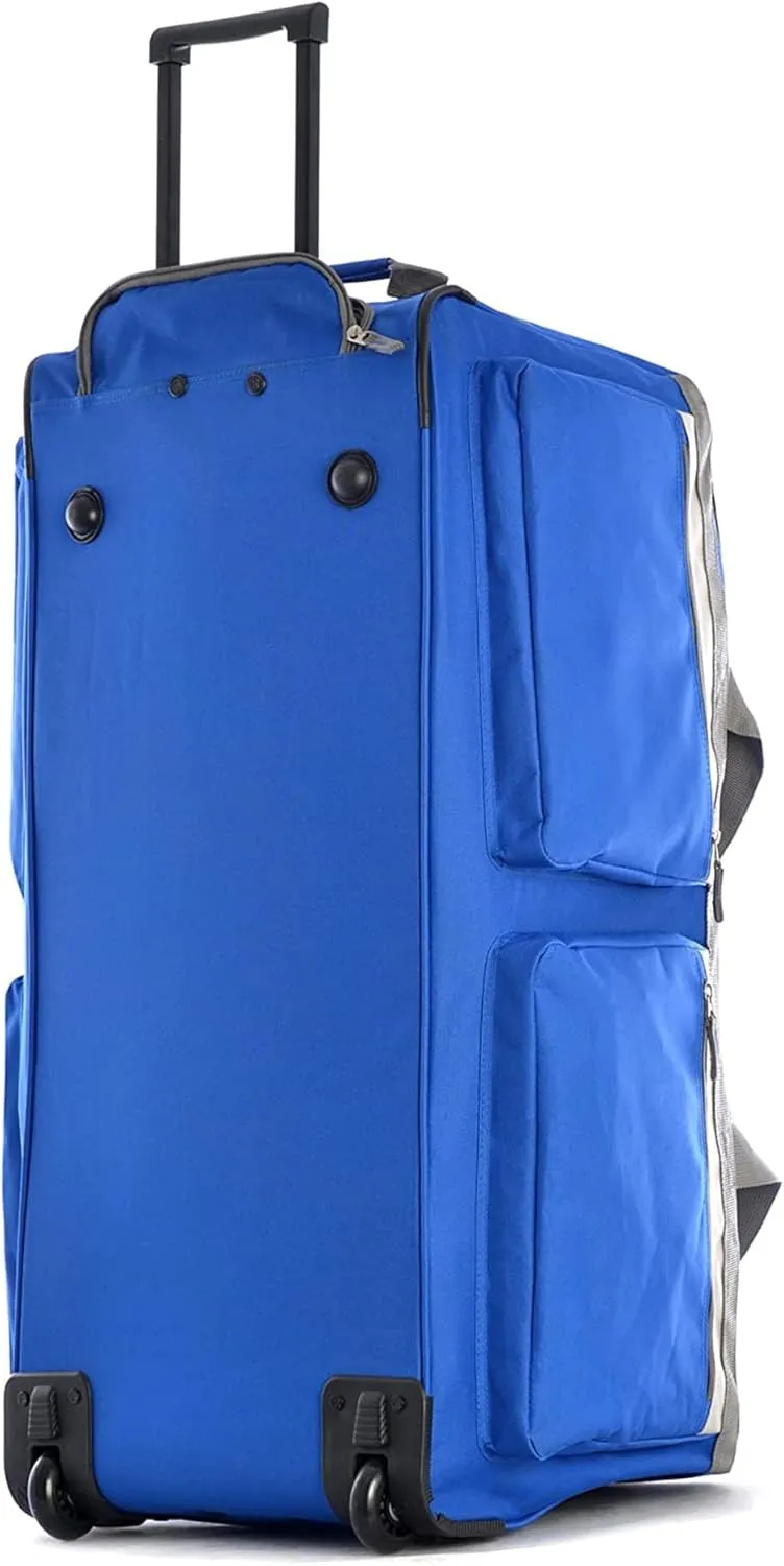 Olympia U.S.A. 33 inch Jumbo Size 8 Pockets Wheeled Rolling Duffel Bag Water Resistant Luggage Lightweight Travel Suitcase with Retractable Handle