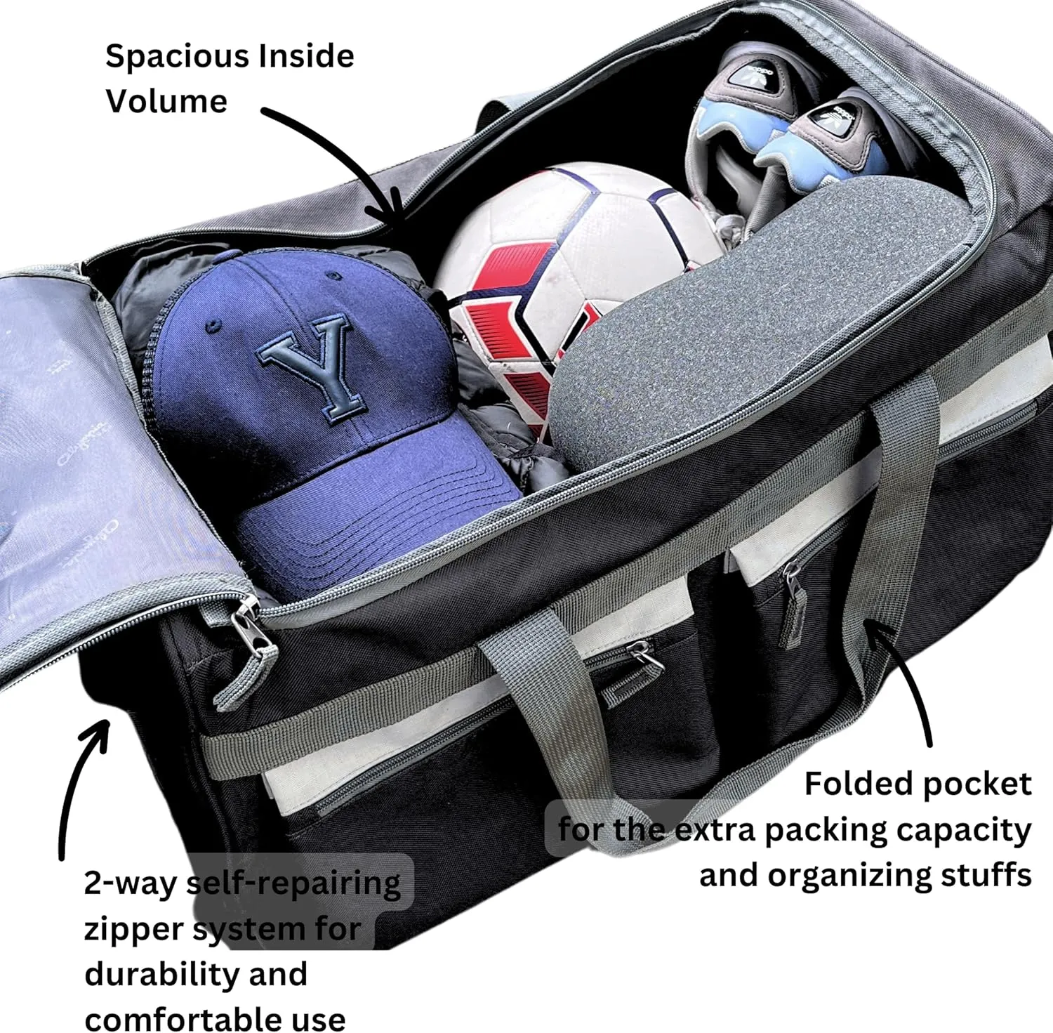 Olympia U.S.A. 33 inch Jumbo Size 8 Pockets Wheeled Rolling Duffel Bag Water Resistant Luggage Lightweight Travel Suitcase with Retractable Handle