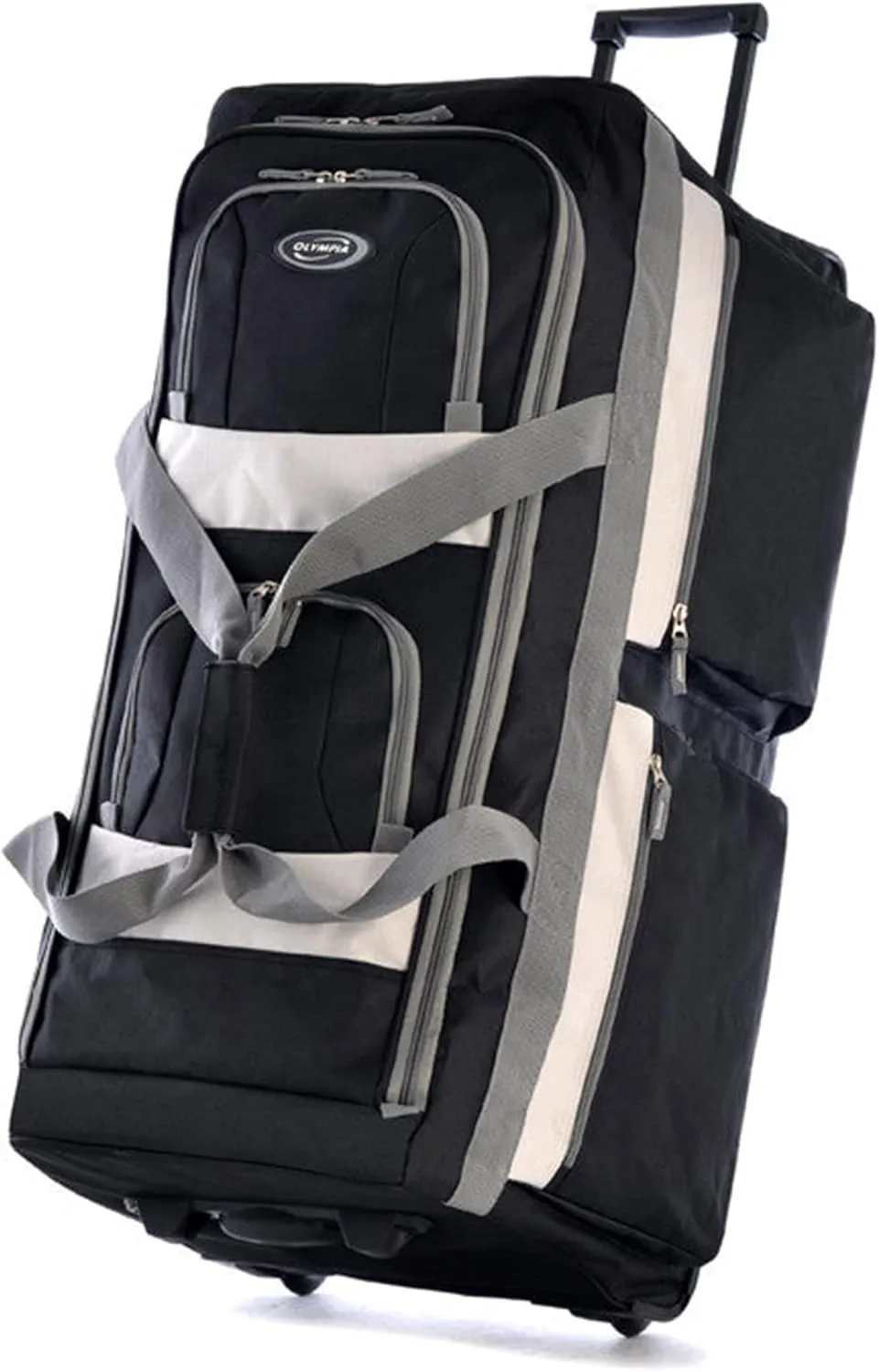 Olympia U.S.A. 33 inch Jumbo Size 8 Pockets Wheeled Rolling Duffel Bag Water Resistant Luggage Lightweight Travel Suitcase with Retractable Handle