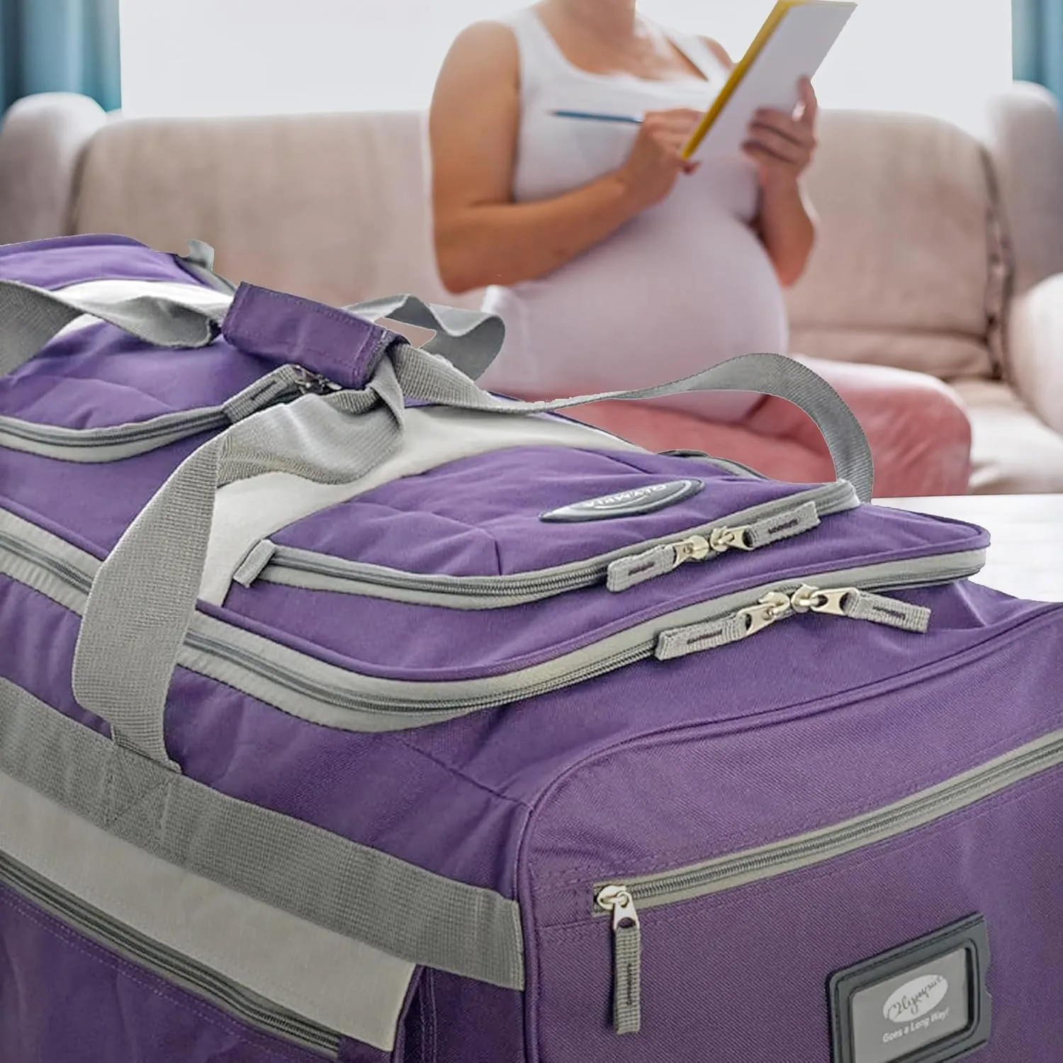 Olympia U.S.A. 33 inch Jumbo Size 8 Pockets Wheeled Rolling Duffel Bag Water Resistant Luggage Lightweight Travel Suitcase with Retractable Handle